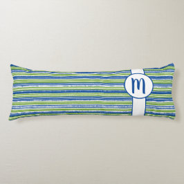 Monogramm aquamarin, blau, grün und weiß Streifen Seitenschläferkissen