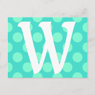 Monogramm Aquamarin-Punkte Postkarte