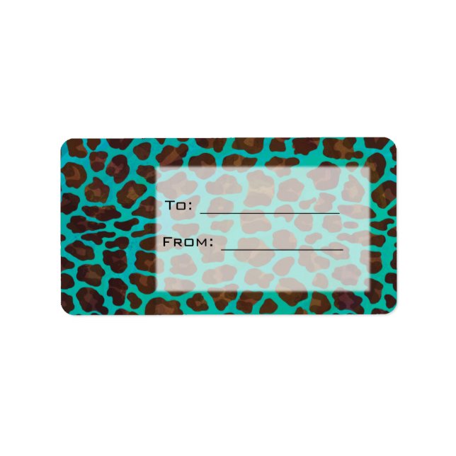 Monogramm Aquamarin und braun Leopard Adressaufkleber (Vorne)