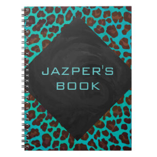 Monogramm Aquamarin und braun Leopard Notizblock