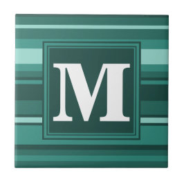 Monogramm aquamarine Streifen Fliese