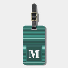 Monogramm aquamarine Streifen Gepäckanhänger