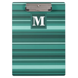 Monogramm aquamarine Streifen Klemmbrett