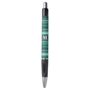 Monogramm aquamarine Streifen Kugelschreiber
