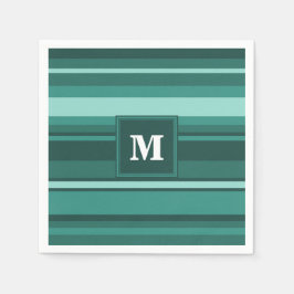 Monogramm aquamarine Streifen Serviette