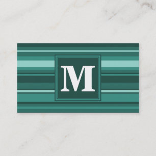 Monogramm aquamarine Streifen Visitenkarte