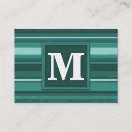 Monogramm aquamarine Streifen Visitenkarte