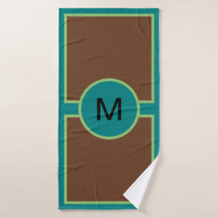 Monogramm Aquamarines grünes, braunes Handtuch Set