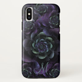 Monogramm-aquamarines lila Lavendel-Schwarzes mit Case-Mate iPhone Hülle