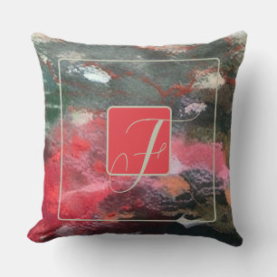 Monogramm Aquarell abstrakt rosa Kissen