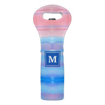 Monogramm-Aquarell blaue rosa Ombre Abstufung