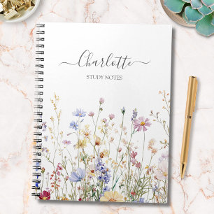 Monogramm Aquarell Rustikales Schönes Wildblumenfe Notizblock