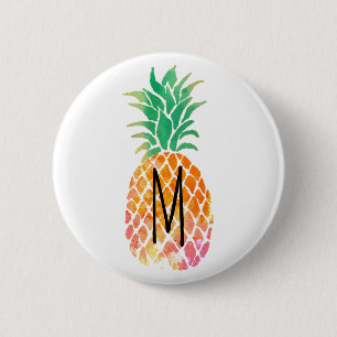 Monogramm Aquarellananas Button