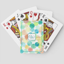 Monogramm Aquarelltöne in Orangen und Tees Spielkarten