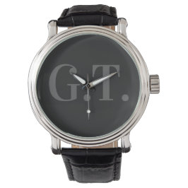 Monogramm-Armbanduhr aus schwarzem Leder Armbanduhr