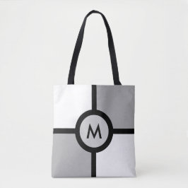 Monogramm auf Abstrakt schwarz, grau und weiß Tasche