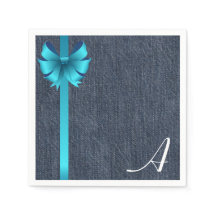 Monogramm auf Denim mit blauem Ribbon