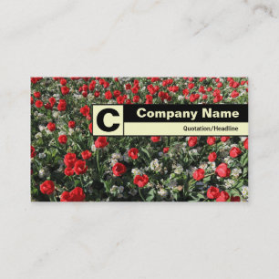 Monogramm auf der Kante - rote Tulips und Primrose Visitenkarte