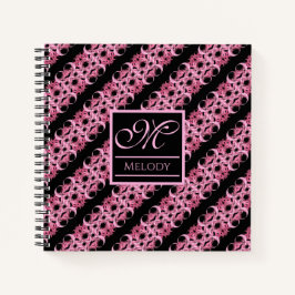 Monogramm auf der rosa und schwarzen Fraktal Notizbuch