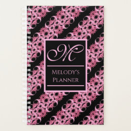Monogramm auf der rosa und schwarzen Fraktal Planer