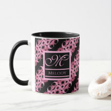 Monogramm auf Fraktal rosa und schwarz