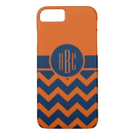 Monogramm auf gebranntem Orangen-und Marine-Blau Case-Mate iPhone Hülle