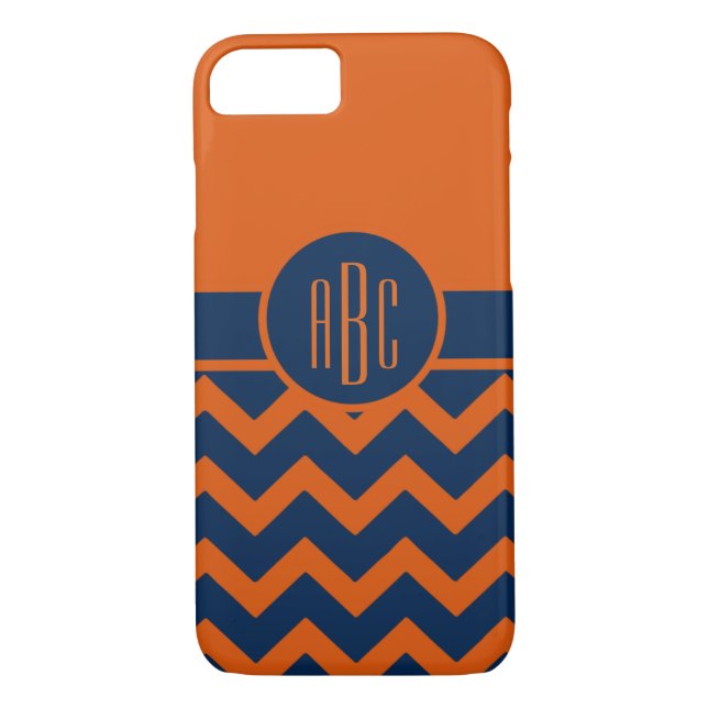 Monogramm auf gebranntem Orangen-und Marine-Blau Case-Mate iPhone Hülle (Rückseite)