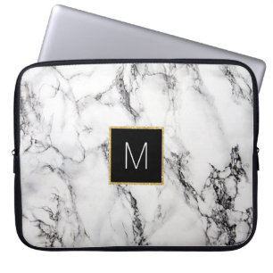 Monogramm auf Marmor Laptopschutzhülle