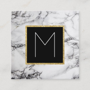 Monogramm auf Marmor Quadratische Visitenkarte