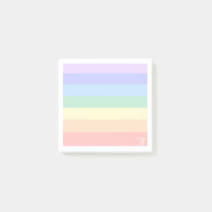 Monogramm auf Pastell-Regenbogen und weißem Rahmen Post-it Klebezettel
