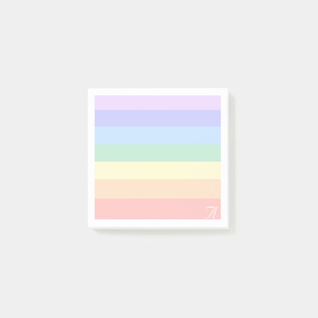Monogramm auf Rainbow und White Frame Post-it Klebezettel (Vorderseite)