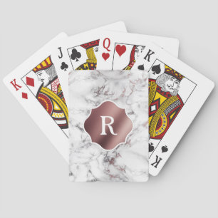 Monogramm auf Roségold und weißem Marmor Spielkarten