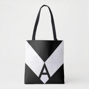 Monogramm auf schwarzem und weißem abstraktem Drei Tasche