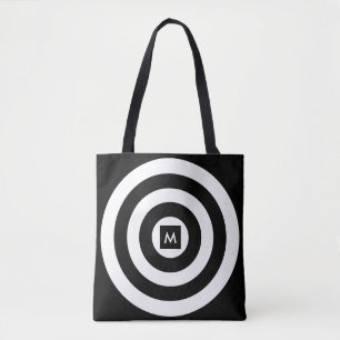 Monogramm auf schwarzen und weißen Kreisen Tasche
