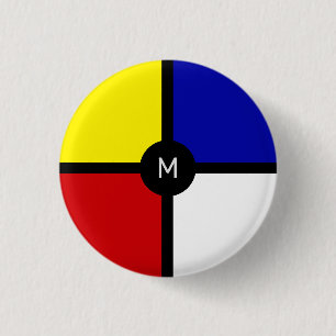 Monogramm auf stilvoller, von Mondrian inspirierte Button