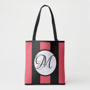 MONOGRAMM auf WEISSEM w/WATERMELON u. SCHWARZEN Tasche