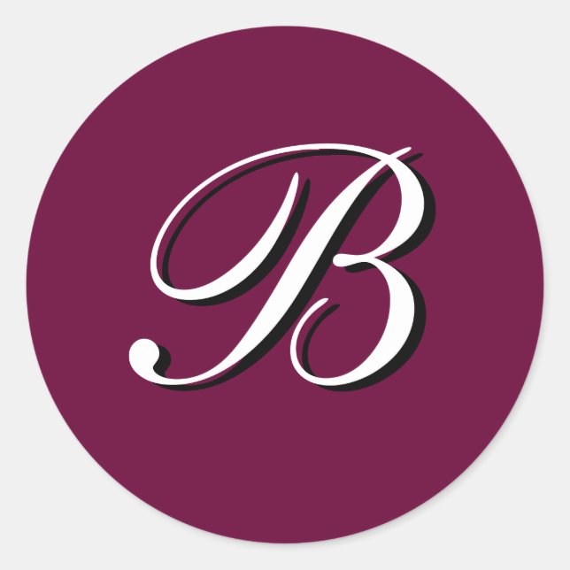 Monogramm-Aufkleber "B" individuell anpassbar Runder Aufkleber (Vorderseite)