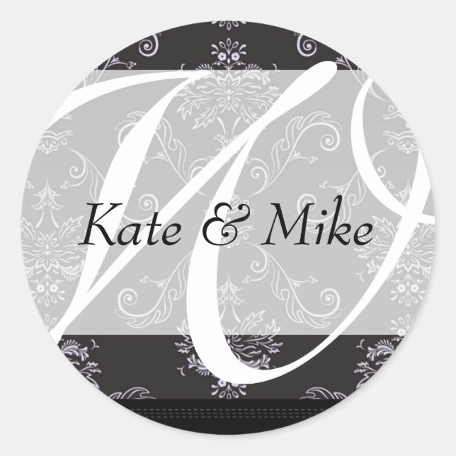 Monogramm-Aufkleber| E1 Runder Aufkleber (Vorderseite)