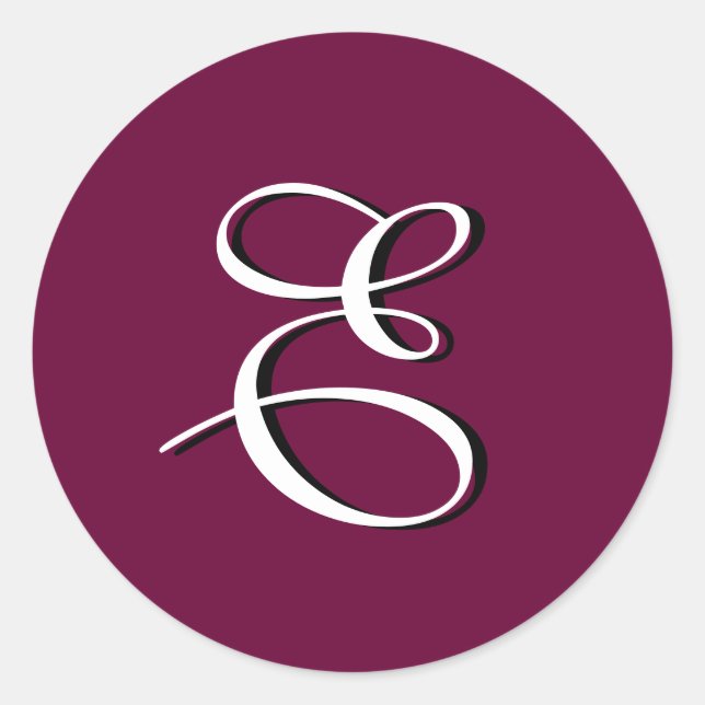 Monogramm-Aufkleber "E" individuell anpassbar Runder Aufkleber (Vorderseite)