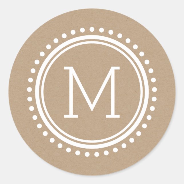 Monogramm-Aufkleber für den gepunkteten Kreis Runder Aufkleber (Vorderseite)