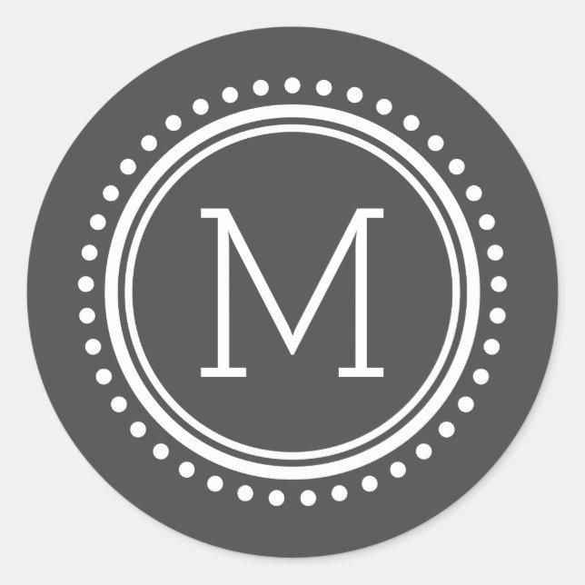 Monogramm-Aufkleber für den gepunkteten Kreis Runder Aufkleber (Vorderseite)