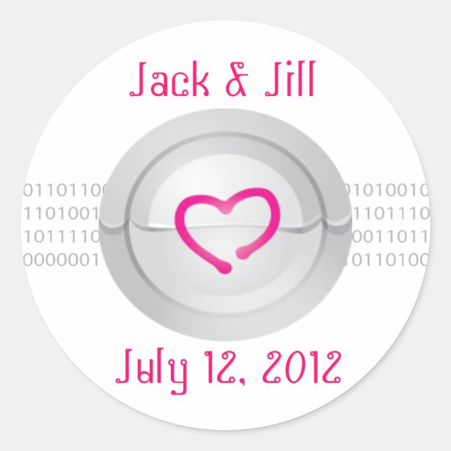 Monogramm-Aufkleber für die Robot-Liebe Runder Aufkleber (Vorderseite)