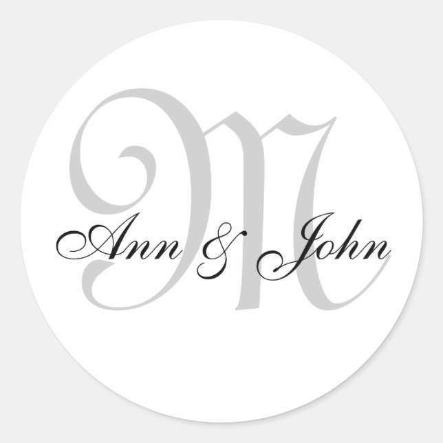 Monogramm-Aufkleber für Gastgeschenke Hochzeiten G Runder Aufkleber (Vorderseite)