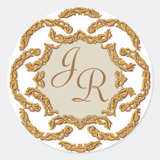 Monogramm-Aufkleber für Hochzeiten Runder Aufkleber (Vorderseite)