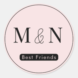 Monogramm-Aufkleber für personalisierte Freunde Runder Aufkleber