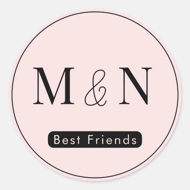 Monogramm-Aufkleber für personalisierte Freunde Runder Aufkleber (Vorderseite)