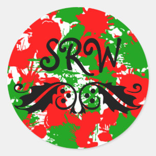 Monogramm-Aufkleber für Weihnachtsmalereien Runder Aufkleber