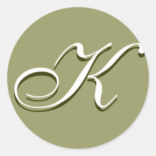 Monogramm-Aufkleber K Blassgrün Runder Aufkleber