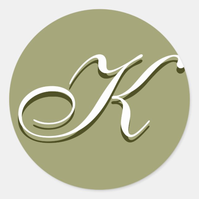 Monogramm-Aufkleber K Blassgrün Runder Aufkleber (Vorderseite)