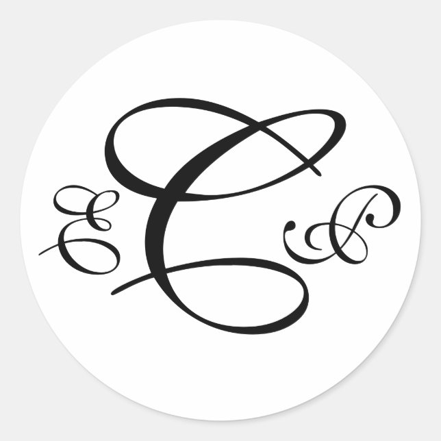 Monogramm-Aufkleber mit drei Buchstaben Runder Aufkleber (Vorderseite)